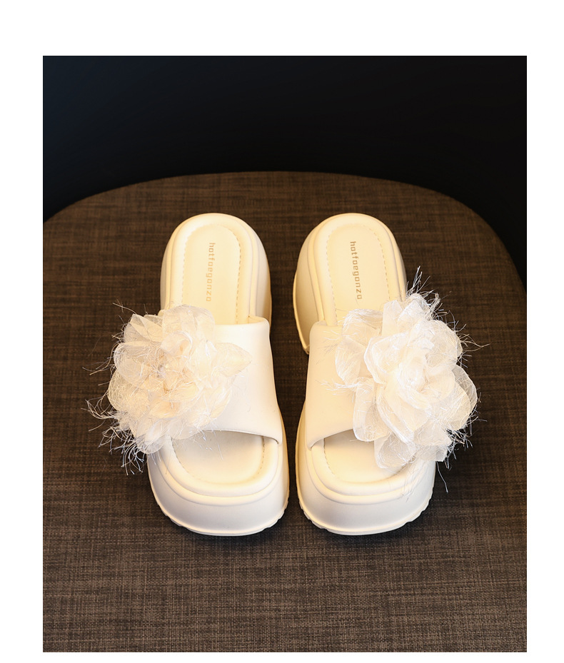 Dép sandal nữ quai chữ V đế bánh xốp cao 5 cm họa tiết hoa mùa hè 2025 — Màu be, Màu đen chi tiết 19