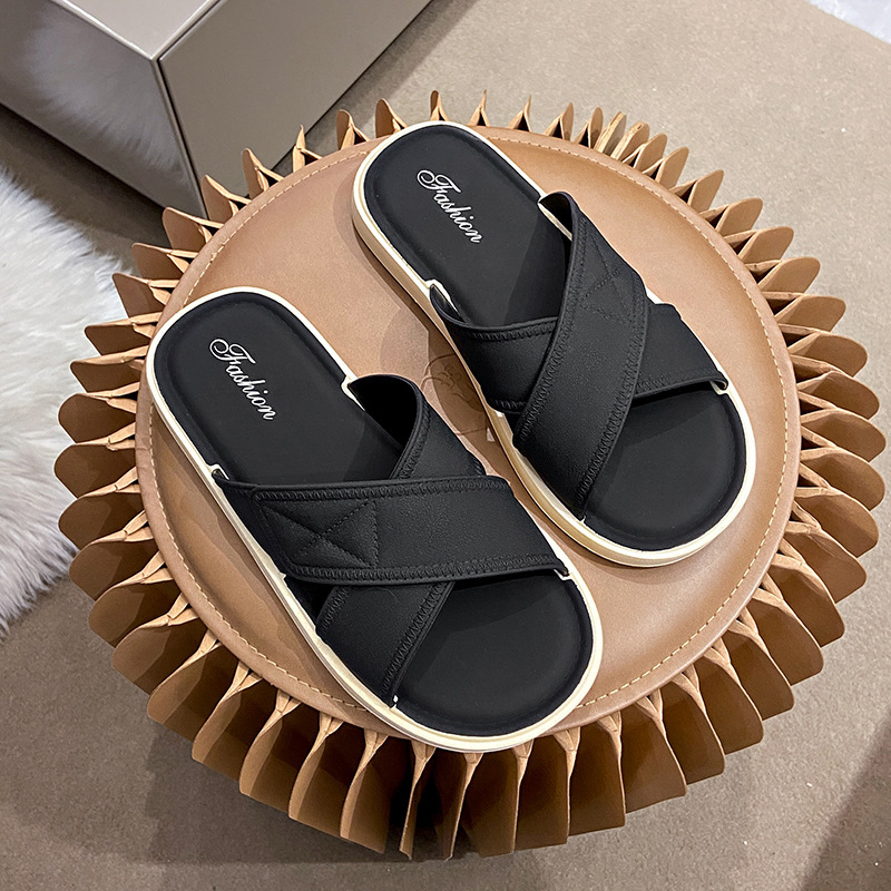 Zapatillas al aire libre de verano para mujer 2023 estilo coreano casual celebridad de Internet correa cruzada de fondo suave estilo de hadas zapatillas de playa sin cordones