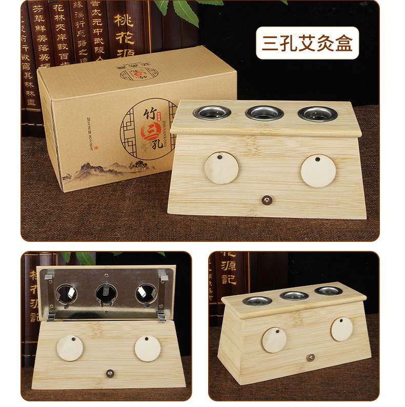 Bamboo Moxibustion Box 6 Hole Warming Moxa Device for Home Use preparation