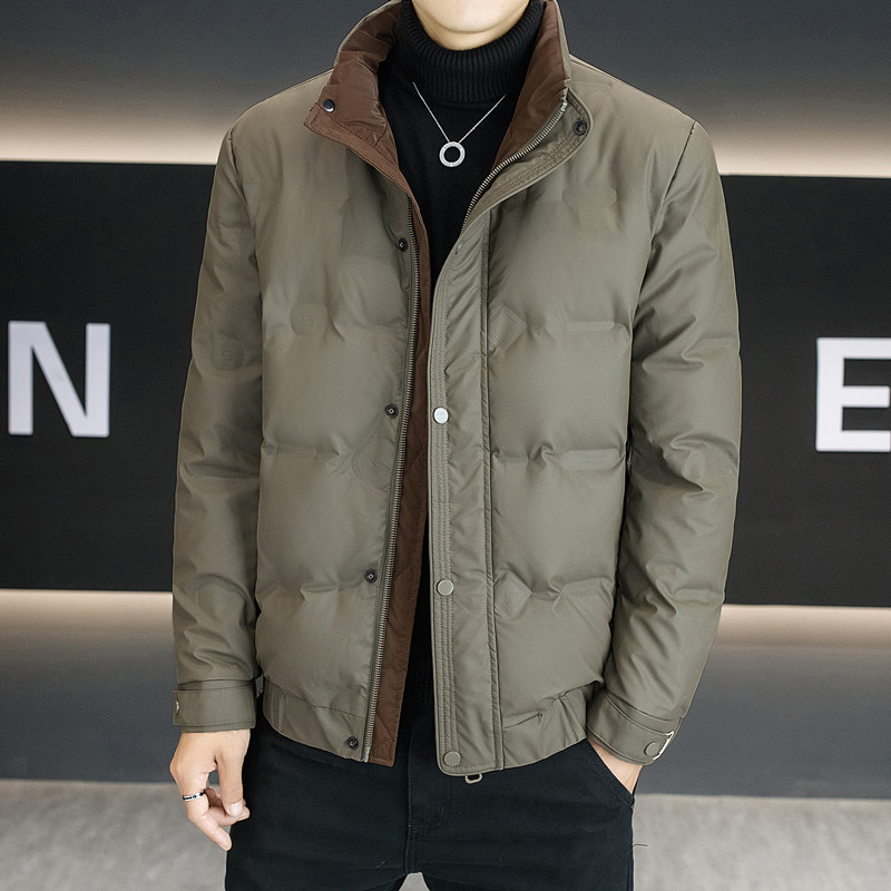 Chaqueta de pluma de hombre invierno nuevo engrosado calentamiento joven cuello guapo casual chaqueta de invierno de hombre