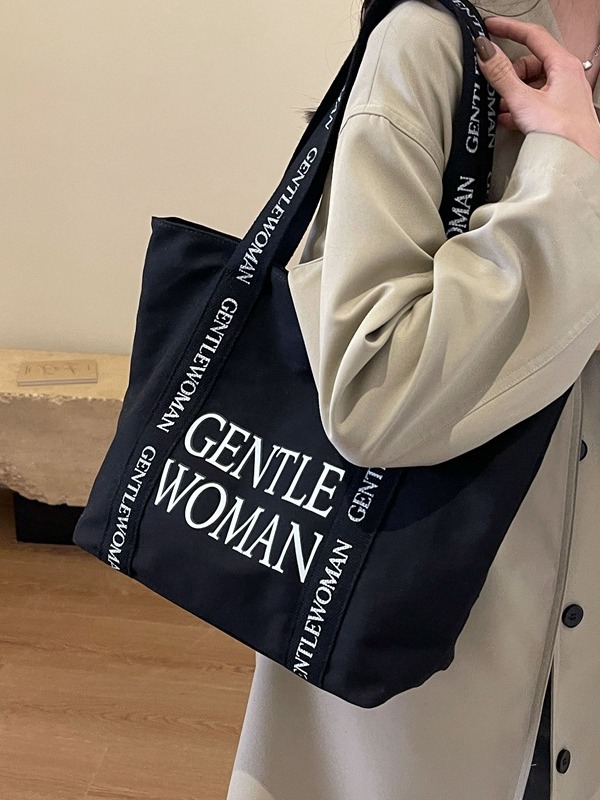 タイのキャプテンウーマン大アルファベットプリントキャンバスバッグ2024新作質感カジュアルファッションショルダーバッグ
