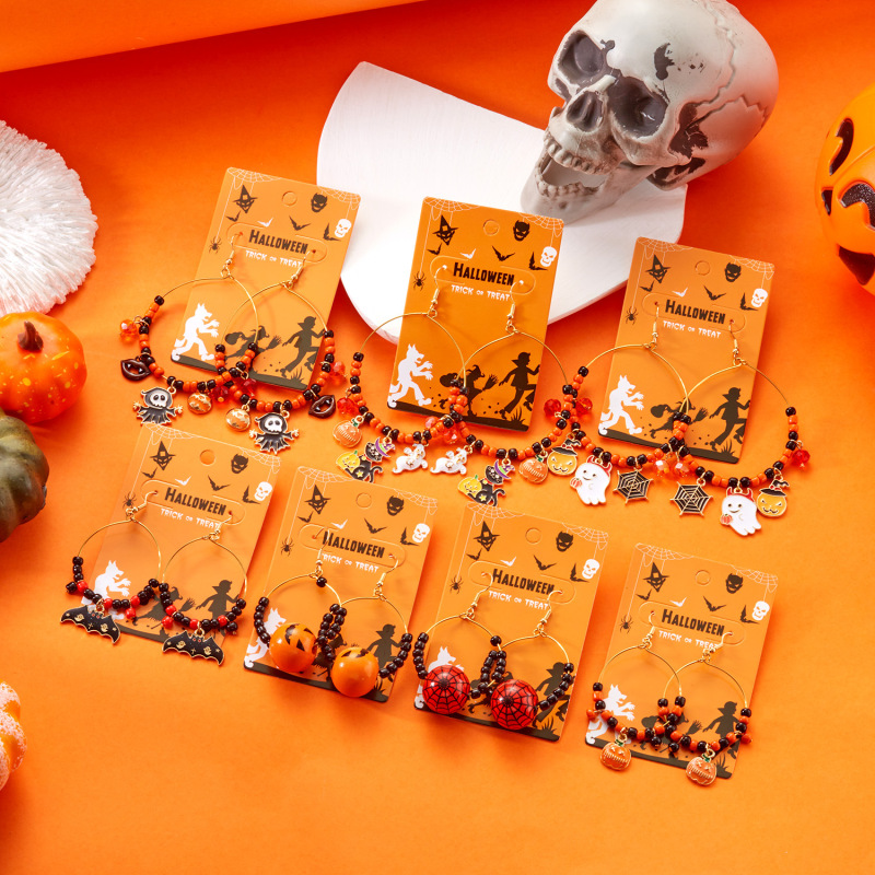 Amazon ベストセラーの新しいハロウィン シリーズ ジュエリー ゴシック スタイル ダーク ポイズン スパイダー バット ペンダント イヤリング卸売|undefined