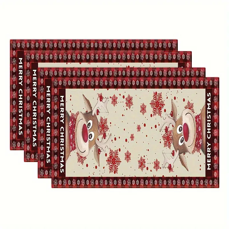 Transfronterizos lino almohadilla de mesa Aliexpress TEMU Amazon almohadilla de mesa cuadrada búfalo rojo almohadilla de Navidad Día de la Independencia