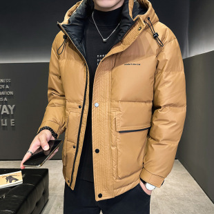 2024 Winter New Down Jacket Men's Hooded Short Fashionable Handsome Warm Loose Casual Fashion Jacket for Men