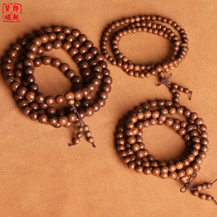 Authentic golden sandalwood bracelet old material sandalwood ebony 6/8mm108 beads beads DIY men's and women's lovers bracelet