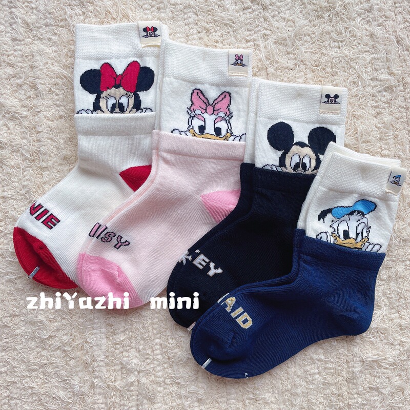 Children's Socks Autumn and Winter New Cartoon Anime Minnie Mickey Cute Korean Style Mid-Tube Socks
