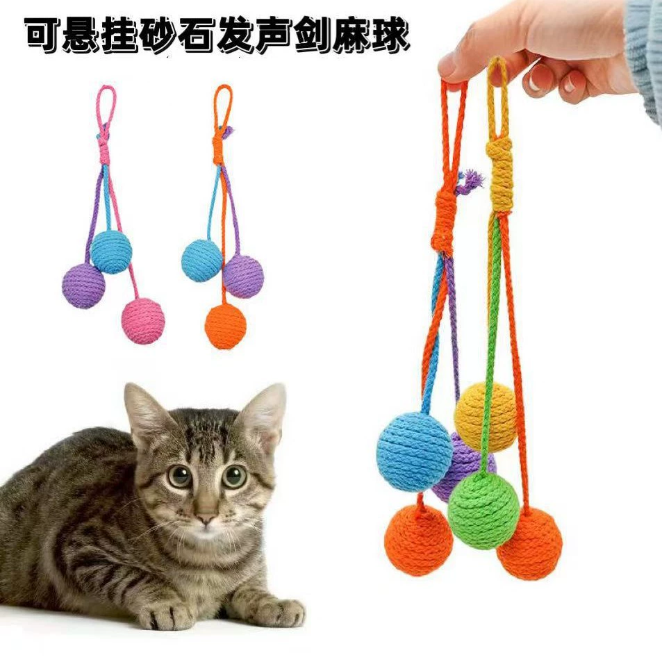 Сизалевый мяч для самостоятельного удовольствия и снятия скуки для домашних животных можно повесить как игрушку для кошек, палочкой для дразнения котят, устойчивыми к укусам игрушечными мячами для кошек.