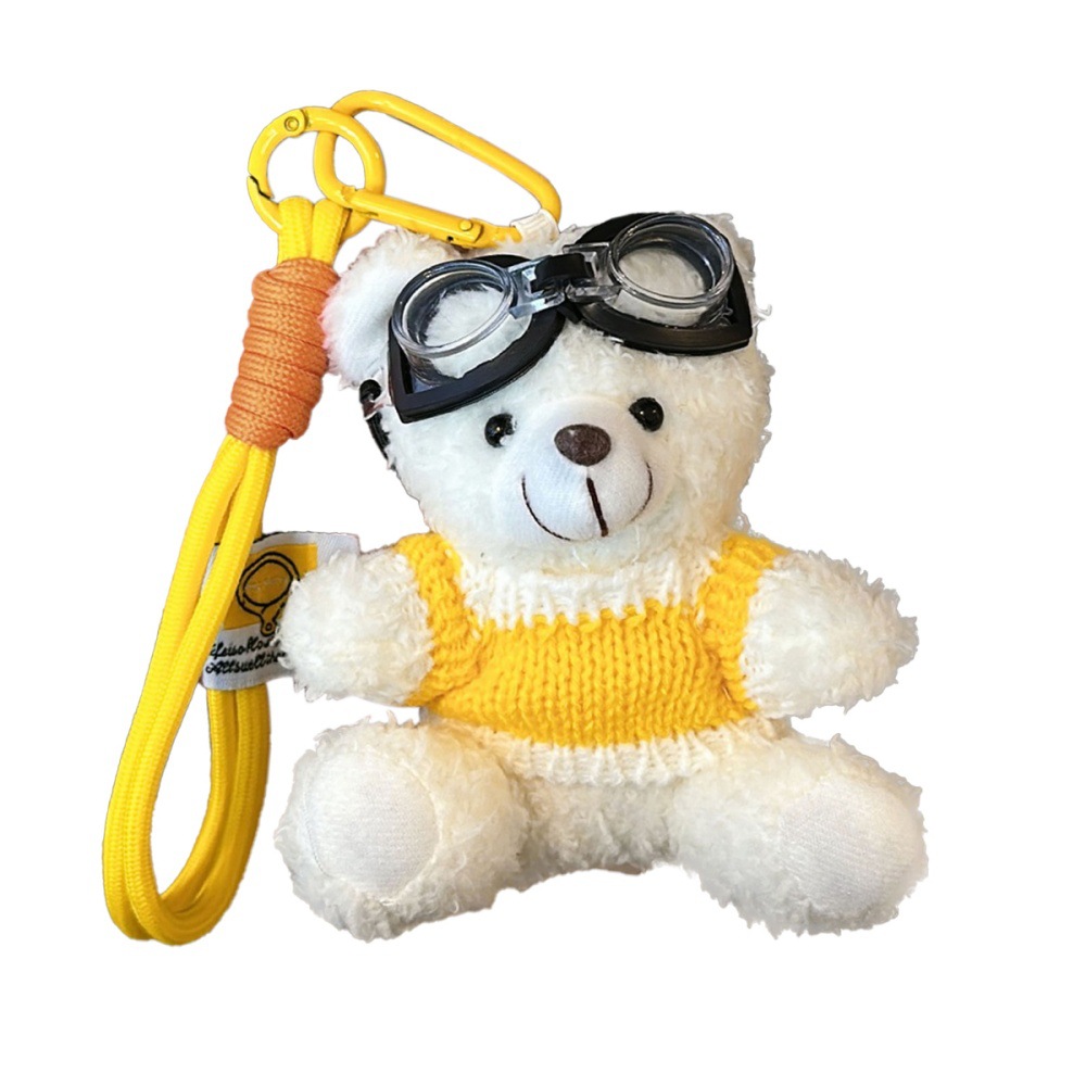 Nuevo piloto suéter oso muñeca colgante niña corazón llavero colgante decoración de coche muñeca pequeño regalo