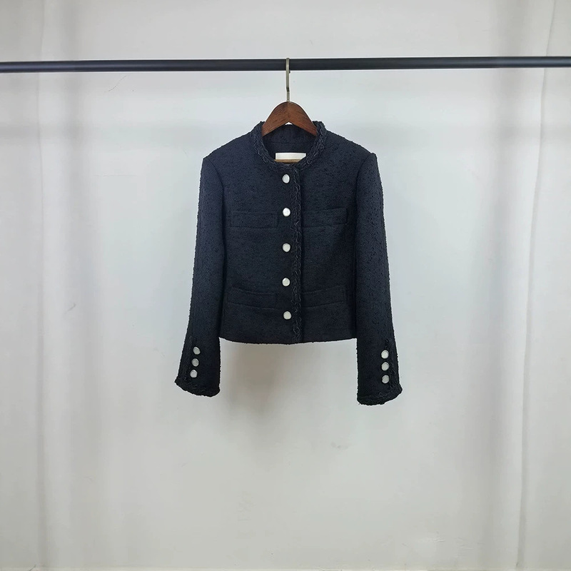 Shenzhen Nanyou Autumn/Winter New Style Petite Elegant Commuting Coat with Ribbon Trim Tweed Chanel-style Women's Jacket Shenzhen Nanyou Autumn/Winter New Style Petite Elegant Commuting Coat with Ribbon Trim Tweed Chanel-style Women's Jacket