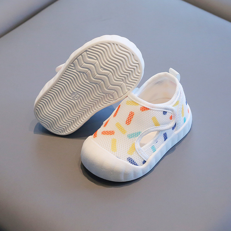 Zapatos de tela de malla para bebés primavera y otoño zapatos de una sola capa de fondo suave 1-2-3 años de edad zapatos para niños pequeños zapatos funcionales zapatos transpirables de primavera y otoño para niños