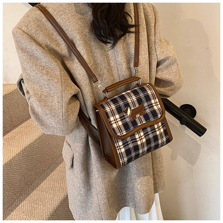 College-style backpack for women 2024 autumn new Dachshund student handbag, retro commuter crossbody bag undefined