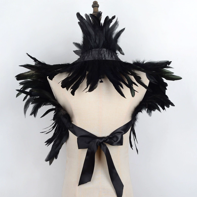 cloak accessory, feathered shoulder cape, gothic Halloween party, multiple colors