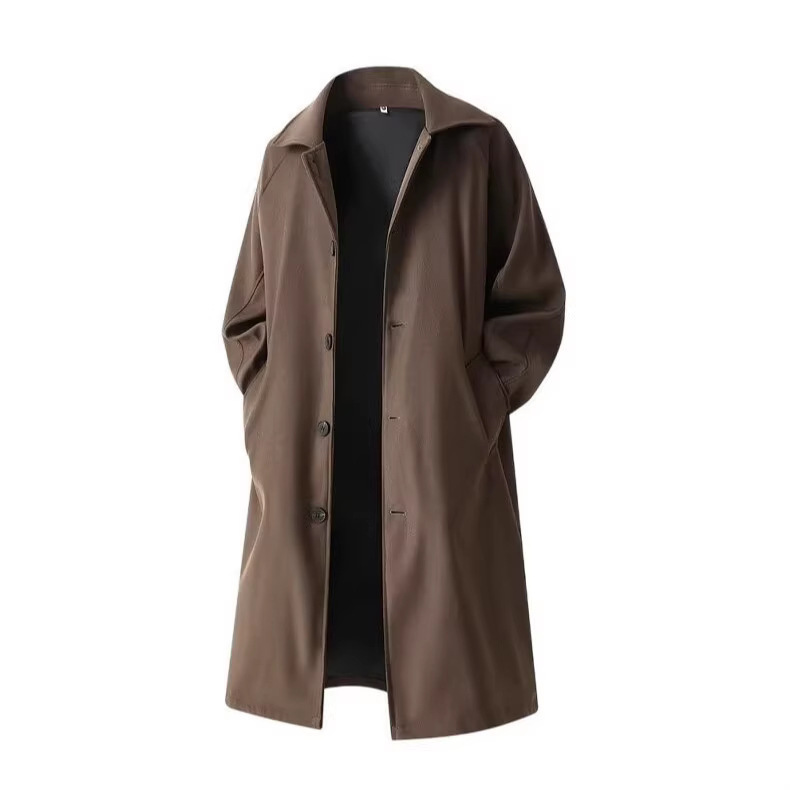 Cross-Border Trendy Fashion Mid-Length Trench Coat 2026 Autumn New Single-Breasted Casual Youth Men's Jacket Trend