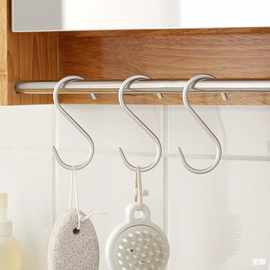 强力铝制S型挂钩 家用创意S型衣柜浴室厨房柜门后承重挂钩3个装