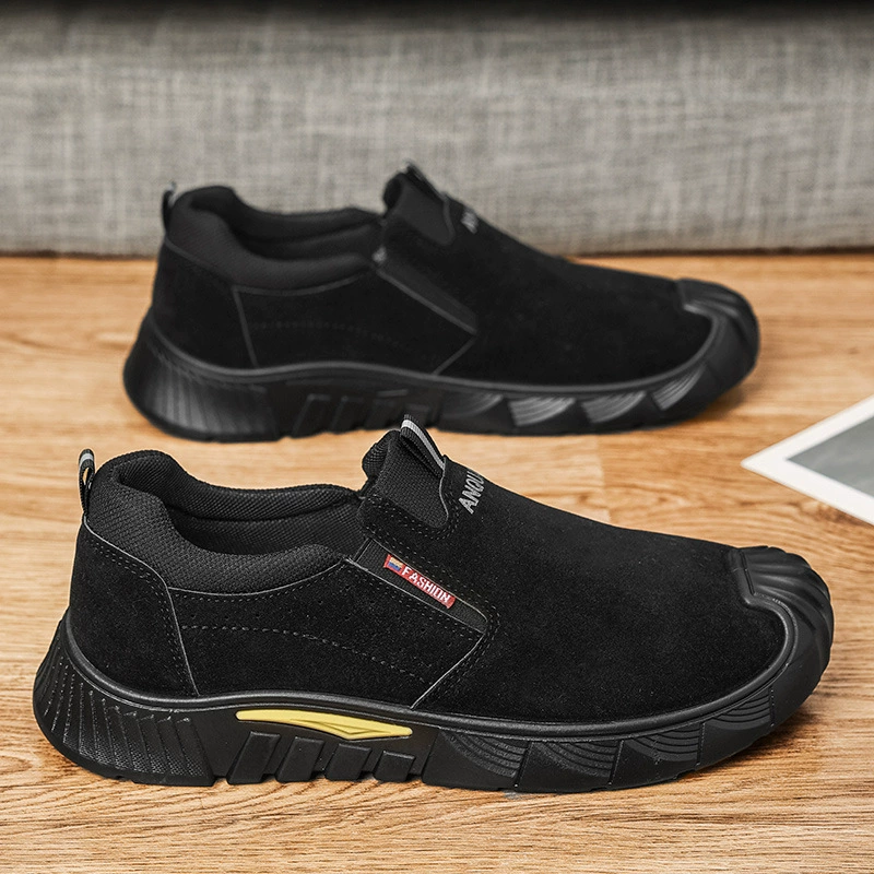 Мужские защитные ботинки 2025 года, новая осенняя модель, грязеотталкивающие рабочие ботинки для стройплощадки, без шнурков, с мягкой подошвой, мужские спортивные кроссовки для мужчин