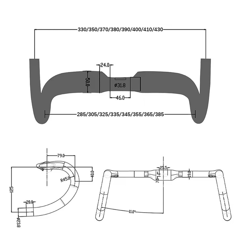 BALUGOE Full Internal Route Professional Competition Level Competitive Full Carbon Fiber Handlebar Road Bike Handlebar Black