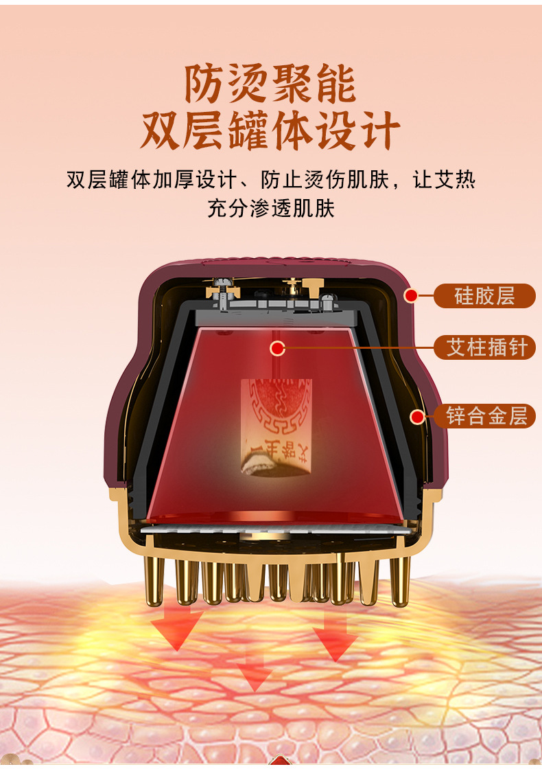 Moxibustion Comb with Exquisite Jar, Specially Designed for Beauty Salons and Wellness Centers, for Meridian-Clearing Massage, Anti-Scalding, Open Flame Moxibustion Comb detail image 8