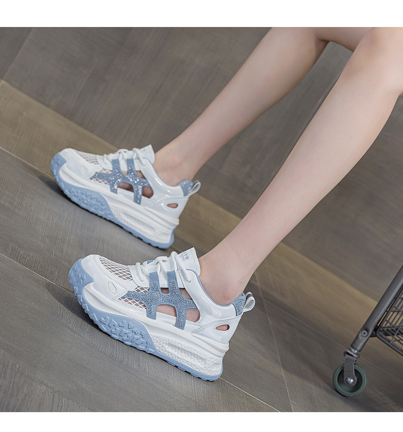 Giày sneaker chunky nữ đế dày mặt lưới thoáng khí phong cách thể thao — M2877 màu be, M2877 màu xanh lam, M2877 Màu tím chi tiết 18