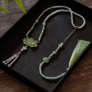 Antique Hanfu Accessories Soft Wreaths with Back Cloud Small Fresh Necklace Ancient Suit Horse-faced Skirt Accessories Pink Green Wreaths