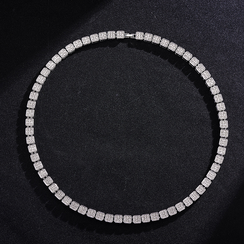 Cadena de azúcar helada con diamantes geométricos y joyas de Instagram de moda para mujer_voghion.com