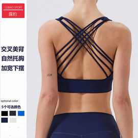 跨境裸感健身运动内衣女高强度交叉美背防震聚拢运动文胸