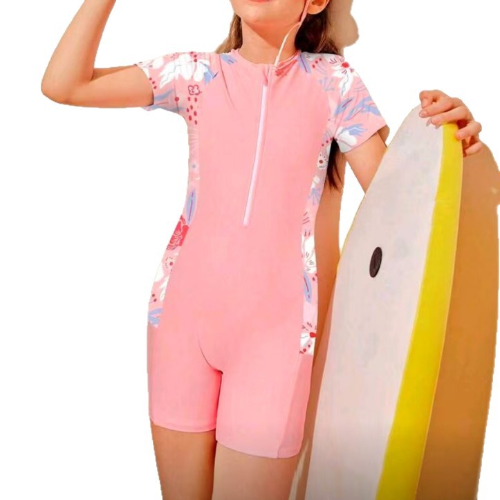 Kurzarm-Badeanzug für Kinder, Sonnenschutz, figurformendes Sportdesign, für Kinder von 3-7 Jahren_voghion.com