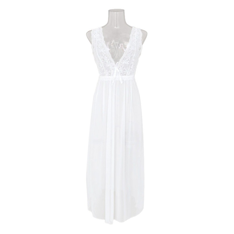 Sexy malla transparente seductora pijamas largo de hadas puro camisón caliente dulce desgaste casero traje 419