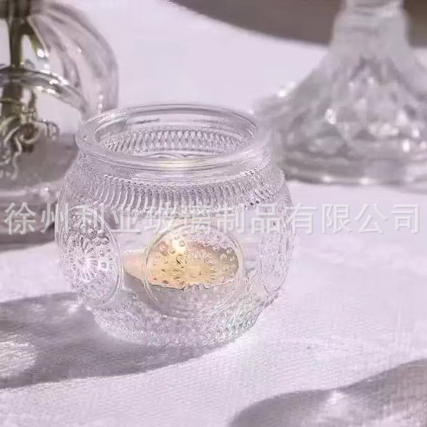 Amazon transfronterizo se especializa en candelabros de vidrio en relieve, juegos de candelabros de incienso de colores, tazas de velas a rayas, candelabros a rayas, estampados en Ling