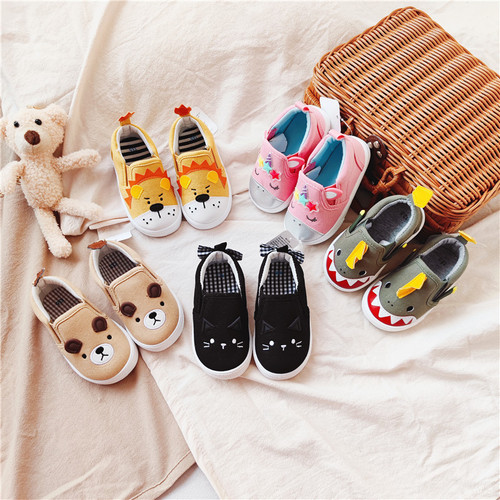 Ridan Island Kunishijia's new three-dimensional cartoon baby toddler shoes soft-soled canvas shoes one-legged shoes for boys and girls