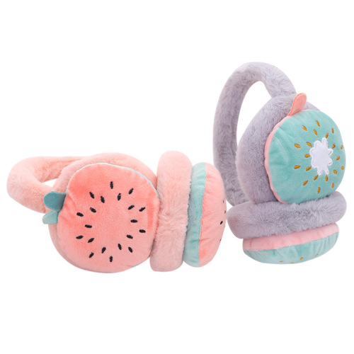 Women's and children's adjustable fruit earmuffs winter warm folding earmuffs ear warmer cartoon bear earbags wholesale