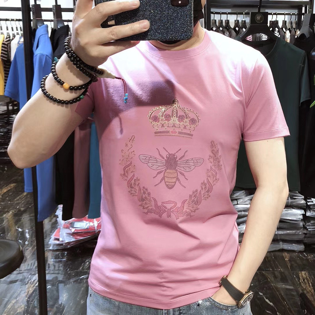 Heißer Diamant Little Bee Reine Baumwolle T-shirt männer Kurzarm 2023 Sommer Mode INS männer Halbe Hülse_voghion.com