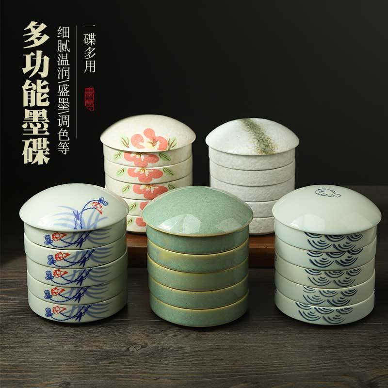 Paleta de cinco capas paleta de acuarela de cerámica paleta de pintura china paleta de pintura para colorear bandeja de tinta envase de pintura al por mayor
