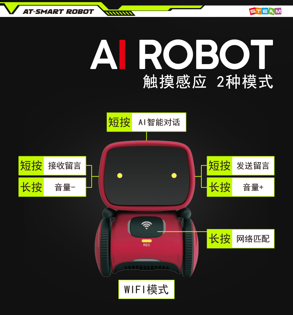 Diálogo transfronterizo de IA para niños robot de control de voz inteligente de detección táctil de baile juguetes divertidos de máquinas eléctricas