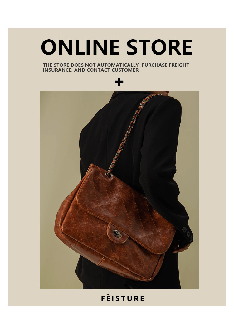 Women's Shoulder Bag Large Capacity Commuter Bag Retro Women's Shoulder Underarm Bag Diamond Grid Chain Women's Bag_voghion.com