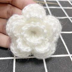Hand-knitted lace flower fabric accessories for clothing with three-dimensional layered effect, made of mohair, woolen and cashmere.