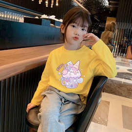 女童t恤长袖春秋款2025新款小女孩初秋穿搭上衣T儿童秋装纯棉衣服