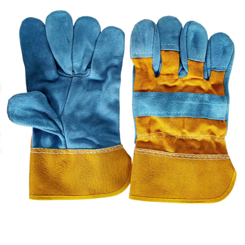 二层反绒皮电焊手套透气柔软牛皮焊工搬运防刺隔热防磨劳保手套