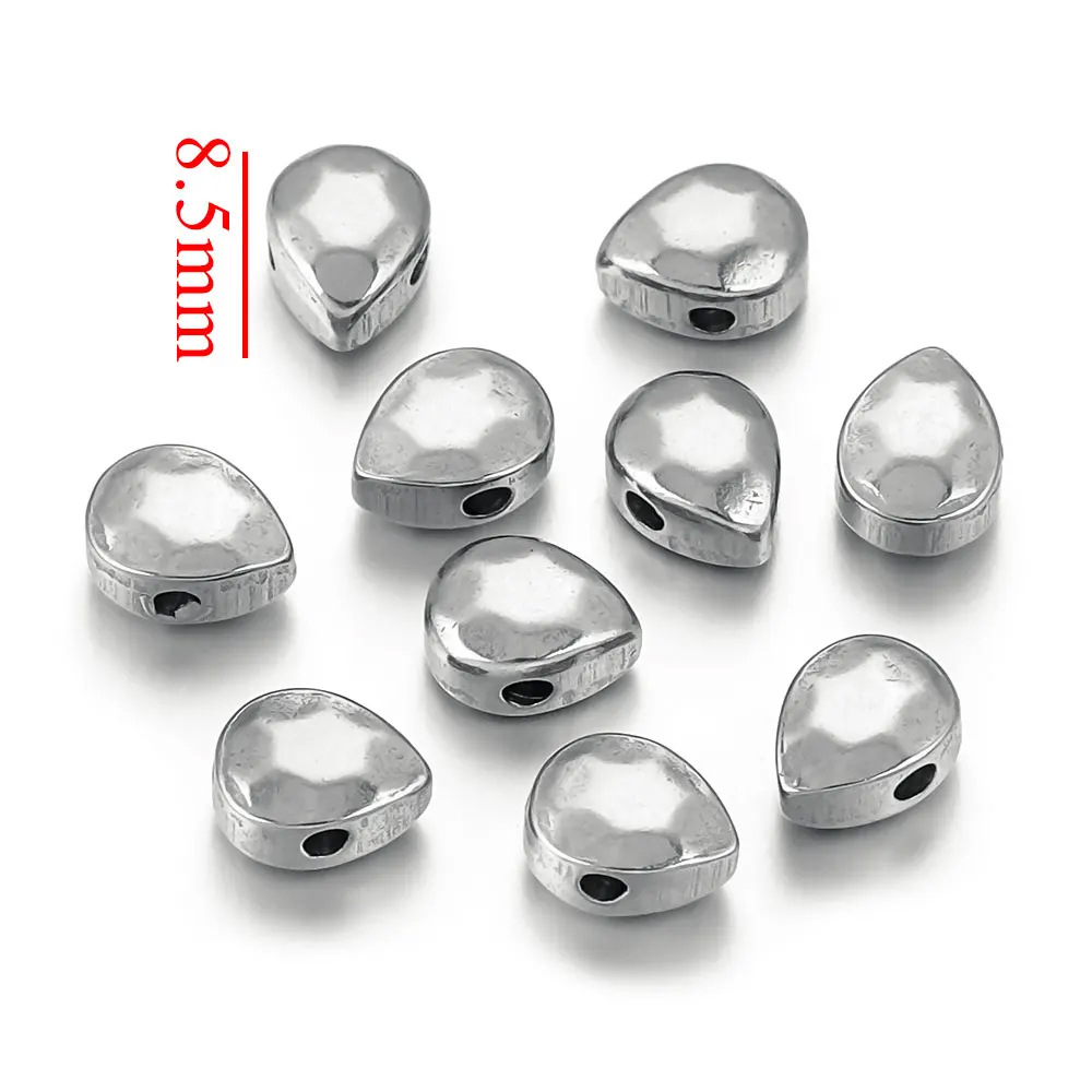 Acero inoxidable oval gota cuentas curvadas perlas de vacío chapado en oro espaciador perlas de posicionamiento bricolaje accesorios de la joyería perlas
