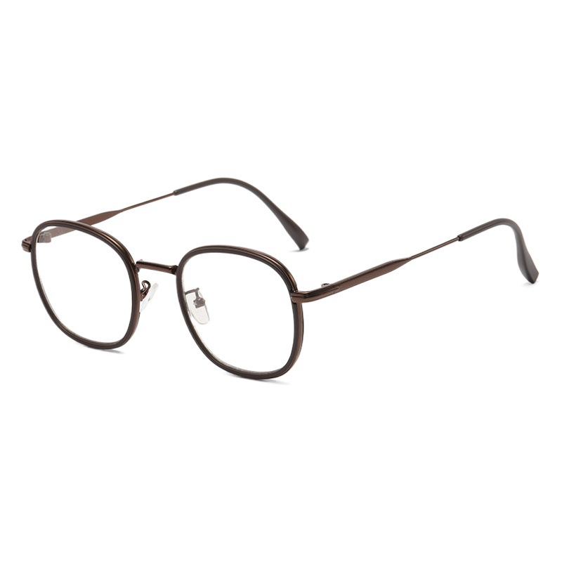Monturas de gafas fotocromáticas anti-luz azul, color castaño, de alta gama, estilo estudiantil, con acabado para lentes graduadas.