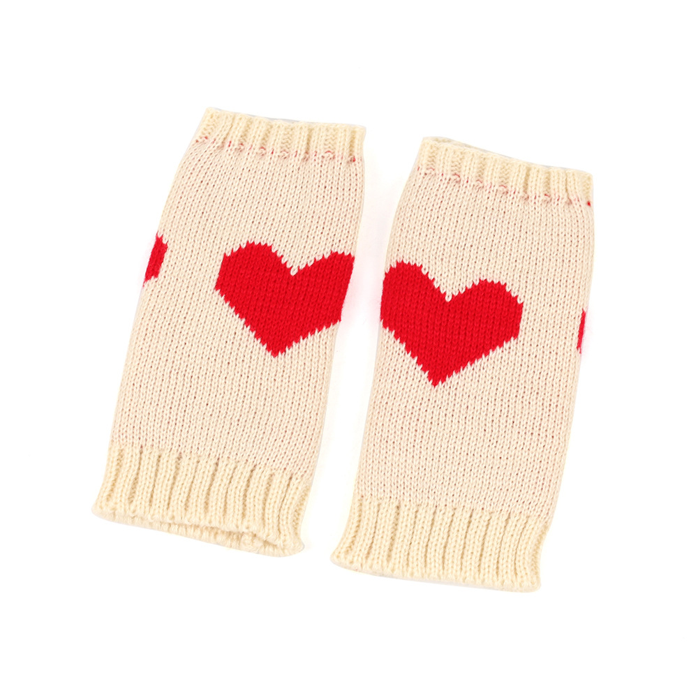 Κοντά μισά δάχτυλα για φοιτητικό γραφείο, μανίκια ροδακινί, πλεκτά γάντια αγάπης με ζεστή καρδιά_voghion.com