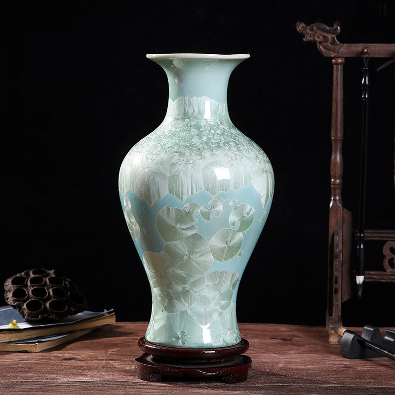 景德鎮陶瓷器花瓶客廳酒櫃玄關裝飾品結晶花瓶擺件博古架裝飾擺設
