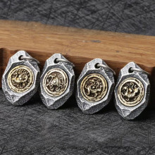 纯银四大神兽吊坠青龙白虎玄武朱雀项链男名族风个性银饰