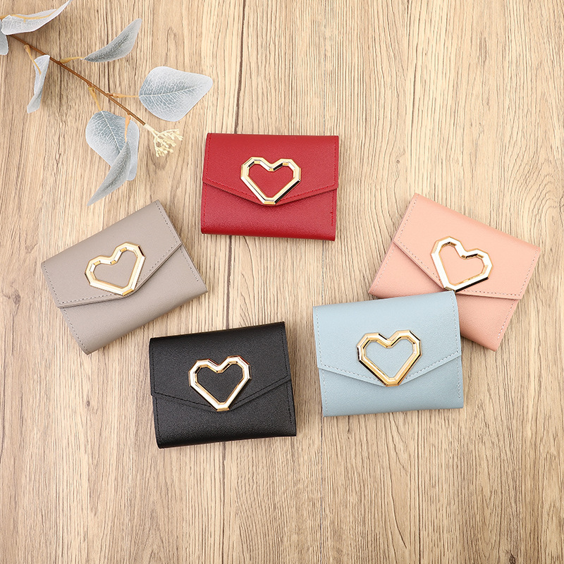 Factory supply Korean love ladies short wallet multi-card three-fold change wallet ID bag small wallet wholesale Factory supply Korean love ladies short wallet multi-card three-fold change wallet ID bag small wallet wholesale