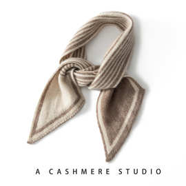 2024秋冬新款山羊绒围巾韩系百搭撞色羊绒围巾可披肩针织保暖围巾