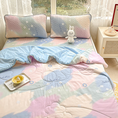 BB4C wholesale summer latex ice silk cool mat set of four for summer air conditioner soft mat set of three for children's learning