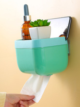 C免打孔创意防水纸巾架厕纸盒卫生间纸巾盒厕所卫生纸置物架抽纸W