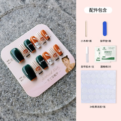 穿戴甲學生卡通可愛手繪美甲片萌趣小貓穿戴式指甲貼24片成品美甲