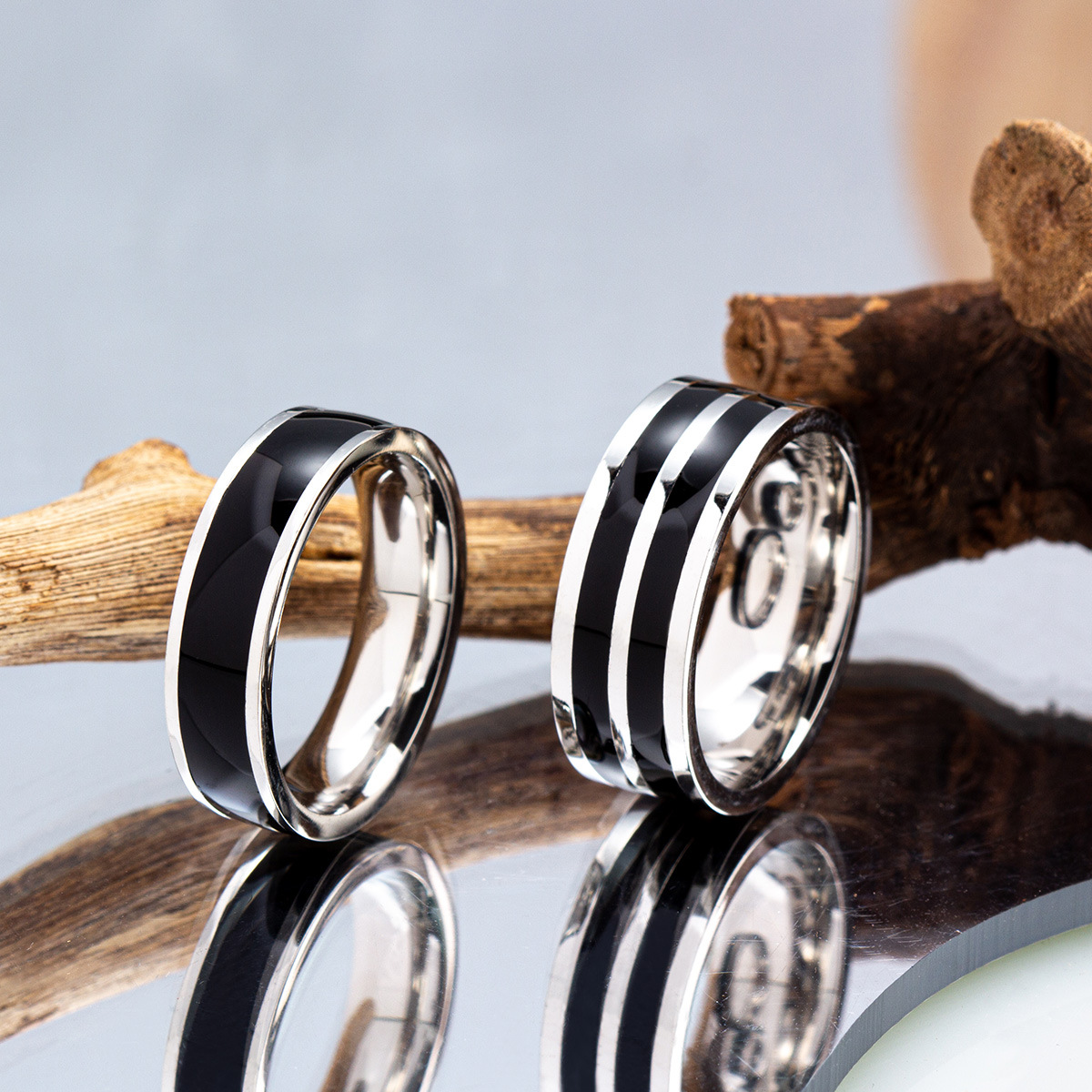 Wide Band Ring Classification Punk Cool Style Round Lines 304 Stainless Steel Enamel Unisex Wide Band Ring