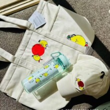 Lu柠檬仔手拎包20l大容量加厚刺绣托特帆布手提包中偏软运动休闲