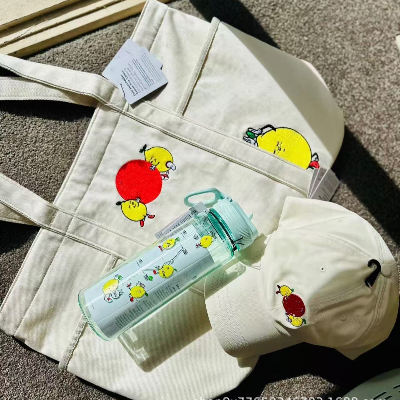 Lu柠檬仔手拎包20l大容量加厚刺绣托特帆布手提包中偏软运动休闲